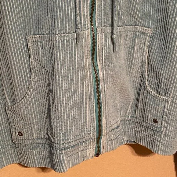 CHADWICK'S 2pc Corduroy Jacket/Skirt with Hood and pockets Teal Size L/10 - Picture 4 of 13